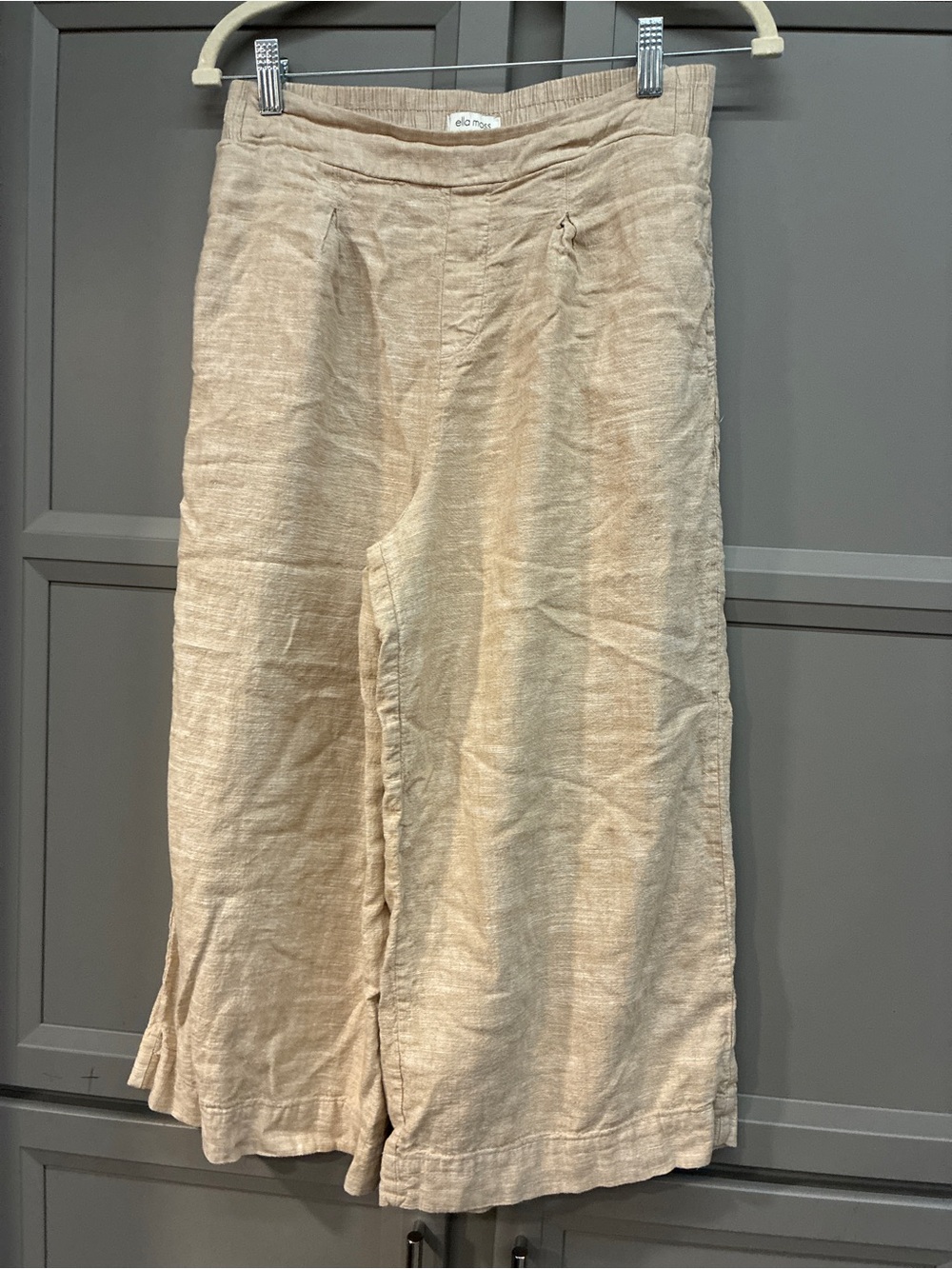 Ella Moss Beige Linen Wide-Leg Capris
